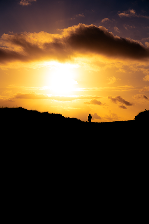 sunset over a runner